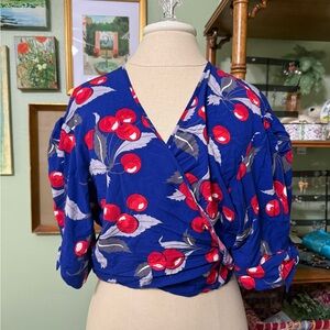 Trashy Diva Blue Cherry Print Blouse